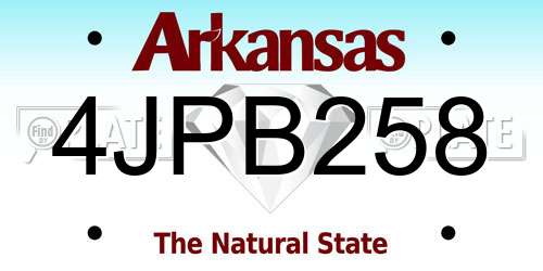 4JPB258 Arkansas License Plate