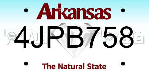 4JPB758 Arkansas License Plate