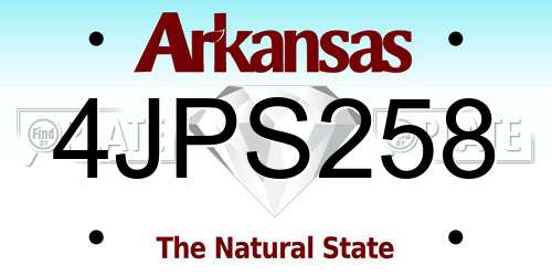 4JPS258 Arkansas License Plate