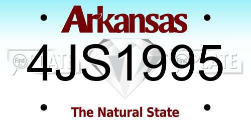 4JS1995 Arkansas License Plate