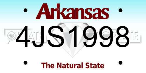 4JS1998 Arkansas License Plate