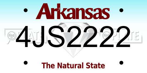 4JS2222 Arkansas License Plate