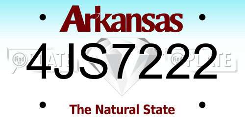 4JS7222 Arkansas License Plate