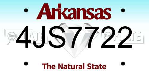4JS7722 Arkansas License Plate