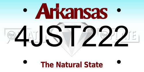4JST222 Arkansas License Plate