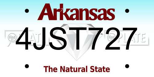 4JST727 Arkansas License Plate