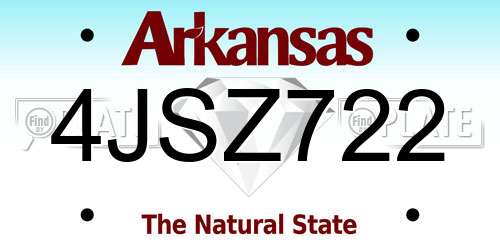 4JSZ722 Arkansas License Plate