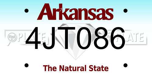 4JT086 Arkansas License Plate