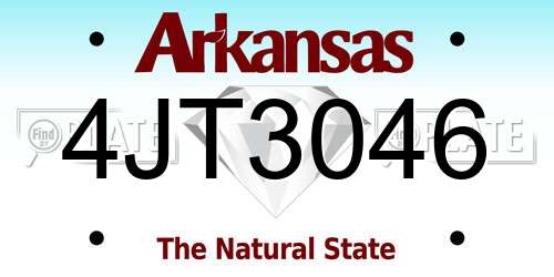 4JT3046 Arkansas License Plate