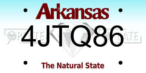 4JTQ86 Arkansas License Plate