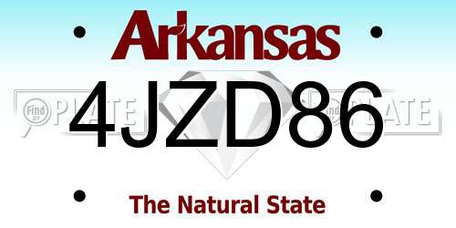 4JZD86 Arkansas License Plate