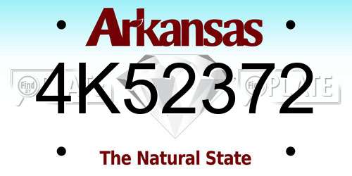 4K52372 Arkansas License Plate