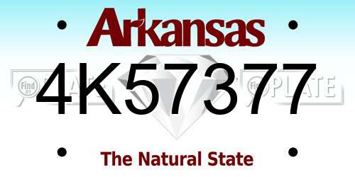 4K57377 Arkansas License Plate