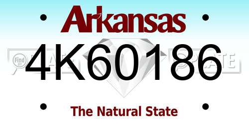 4K60186 Arkansas License Plate