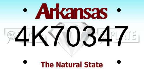 4K70347 Arkansas License Plate