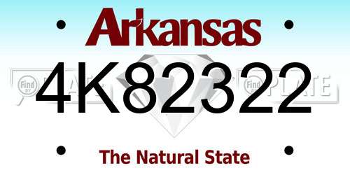 4K82322 Arkansas License Plate
