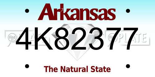 4K82377 Arkansas License Plate