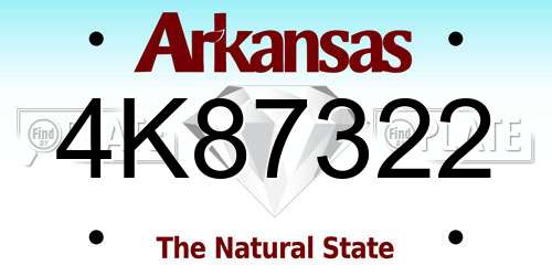 4K87322 Arkansas License Plate