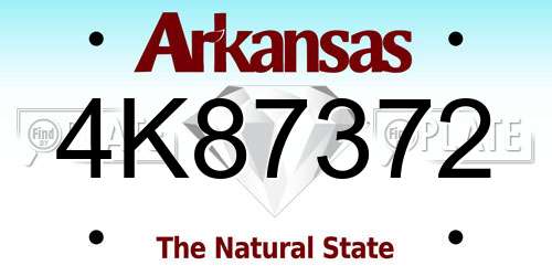 4K87372 Arkansas License Plate