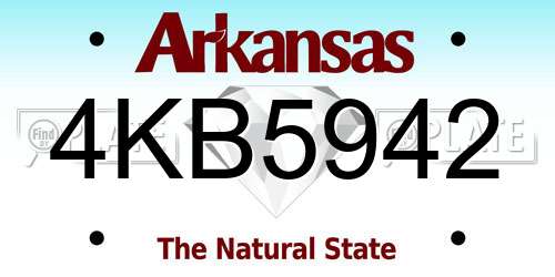 4KB5942 Arkansas License Plate