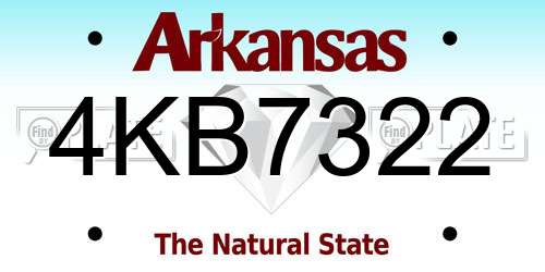 4KB7322 Arkansas License Plate