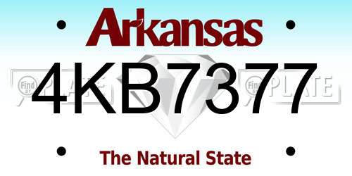 4KB7377 Arkansas License Plate
