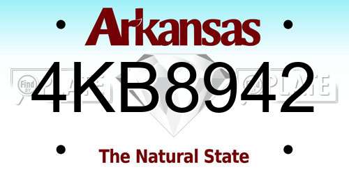 4KB8942 Arkansas License Plate