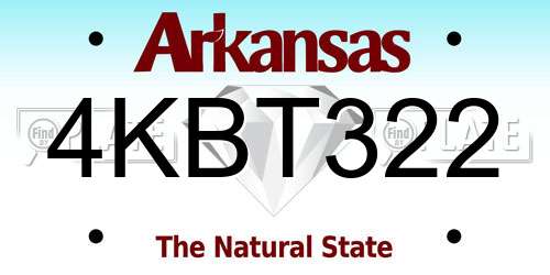 4KBT322 Arkansas License Plate