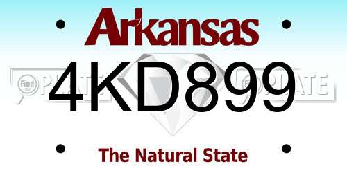 4KD899 Arkansas License Plate