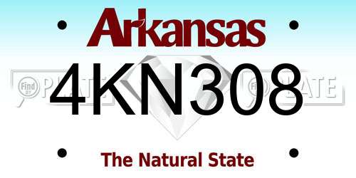 4KN308 Arkansas License Plate