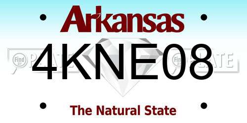 4KNE08 Arkansas License Plate