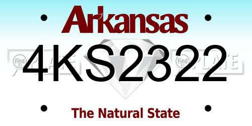 4KS2322 Arkansas License Plate