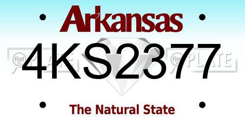 4KS2377 Arkansas License Plate