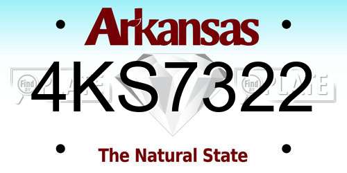 4KS7322 Arkansas License Plate