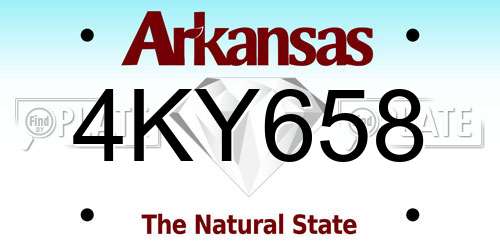 4KY658 Arkansas License Plate