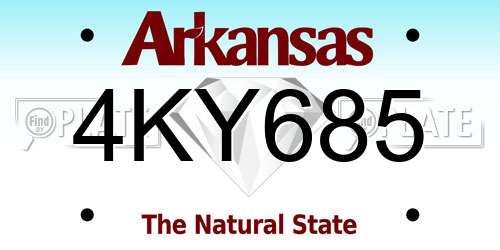 4KY685 Arkansas License Plate