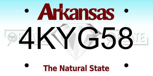 4KYG58 Arkansas License Plate