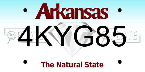 4KYG85 Arkansas License Plate