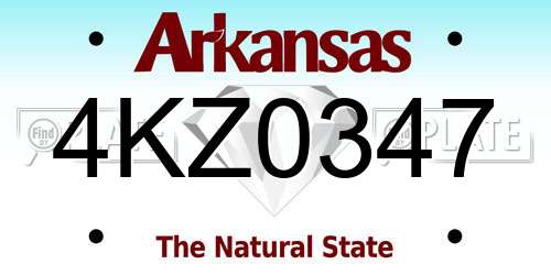 4KZ0347 Arkansas License Plate