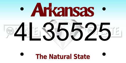 4L35525 Arkansas License Plate