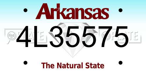 4L35575 Arkansas License Plate