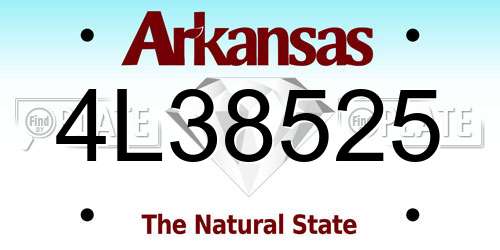 4L38525 Arkansas License Plate