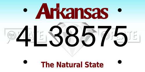 4L38575 Arkansas License Plate