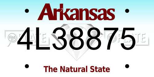 4L38875 Arkansas License Plate