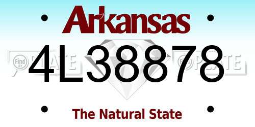 4L38878 Arkansas License Plate