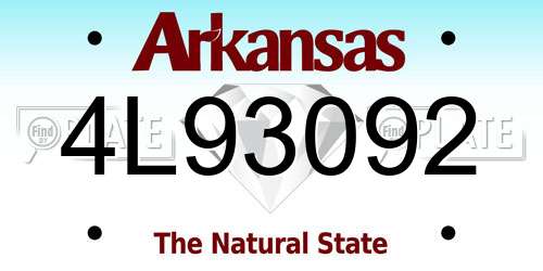 4L93092 Arkansas License Plate