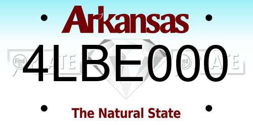 4LBE000 Arkansas License Plate