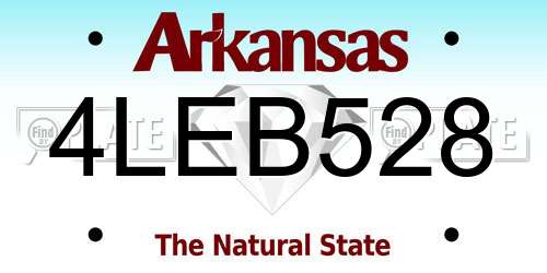 4LEB528 Arkansas License Plate
