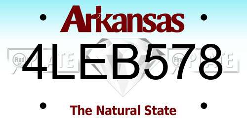 4LEB578 Arkansas License Plate