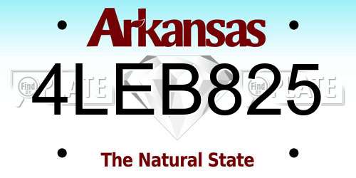 4LEB825 Arkansas License Plate